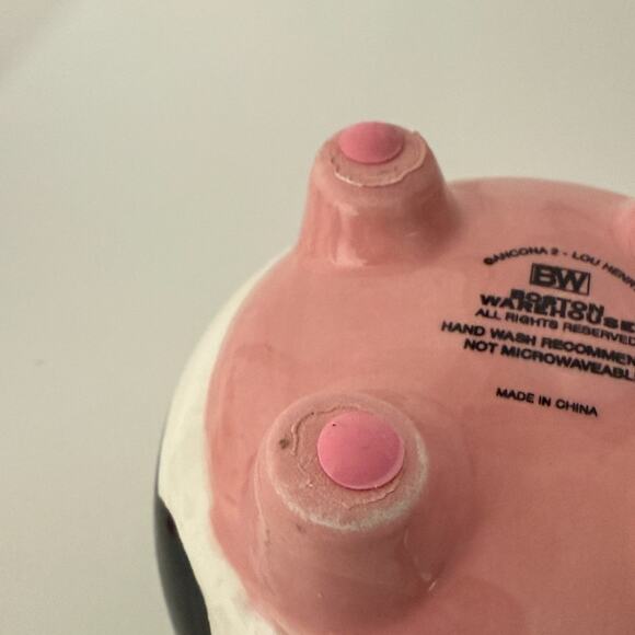 Udderly Cow 20 Oz Ceramic Hand Painted Mug Trendy Farmhouse Gift Pink Black - Picture 8 of 8